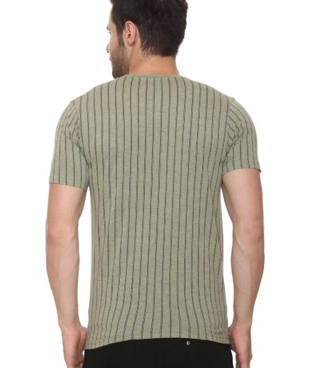 Men's Cotton Blended Printed Round Neck Regular Fit Pista Color T Shirt