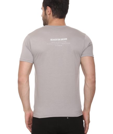 Men's Cotton Blended Cut & Sew Round Neck Regular Fit Grey Color T Shirt