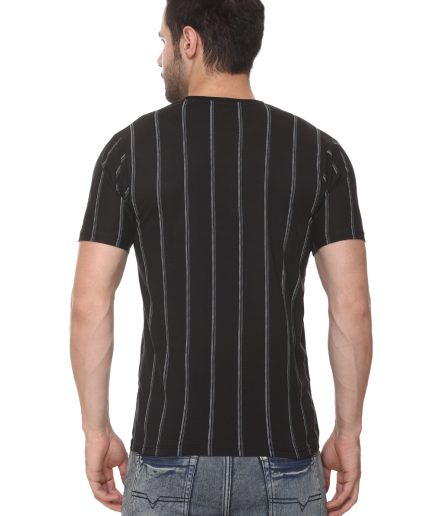 6TY8 Men's Cotton Blended Printed Round Neck Regular Fit Black  Color T Shirt