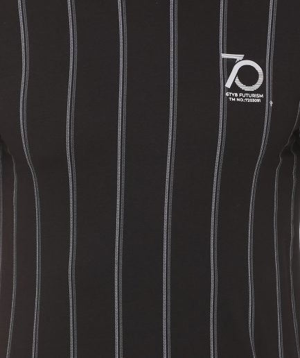 6TY8 Men's Cotton Blended Printed Round Neck Regular Fit Black  Color T Shirt