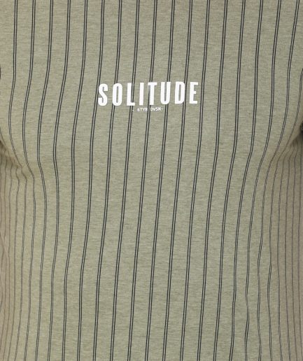 6TY8 Men's Cotton Blended Printed Round Neck Regular Fit Pista Color T Shirt