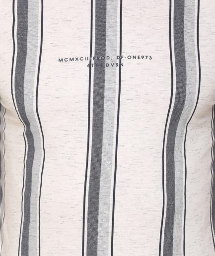 6TY8 Men's Cotton Blended Printed Round Neck Regular Fit White Color T Shirt