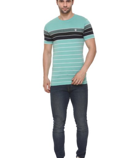 Round Neck Regular Fit Aqua Green Color T Shirt-K3170