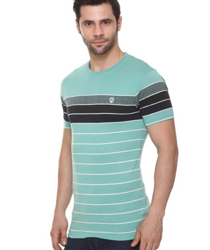 Round Neck Regular Fit Aqua Green Color T Shirt-K3170